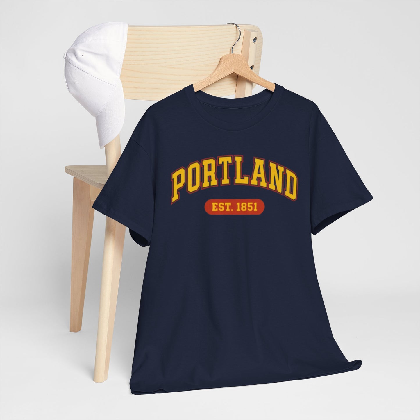 Portland Vintage College Tee — "PORTLAND EST. 1851" Graphic T-Shirt
