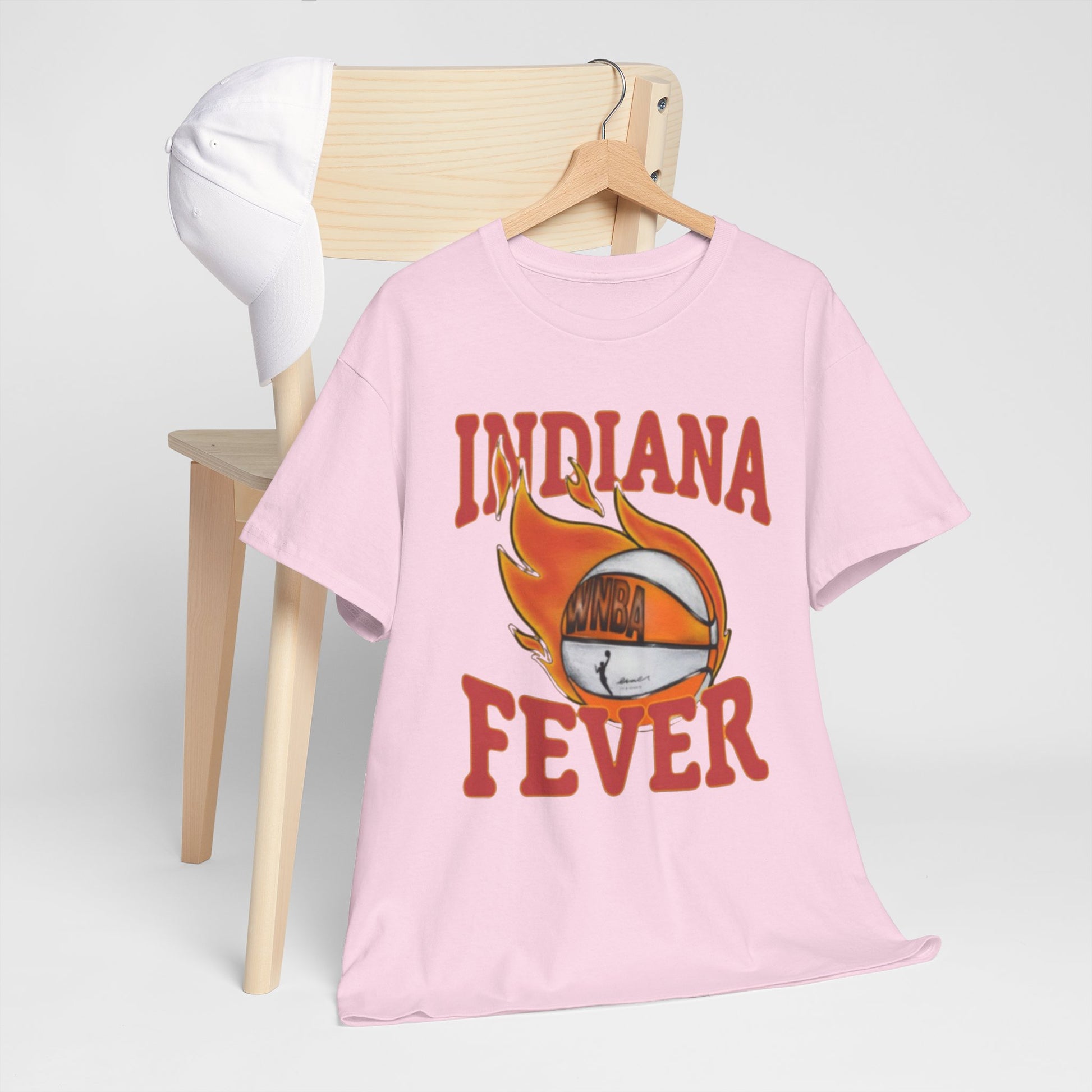 Lavender Indiana Fever Basketball Tee — Retro Flaming Ball Design