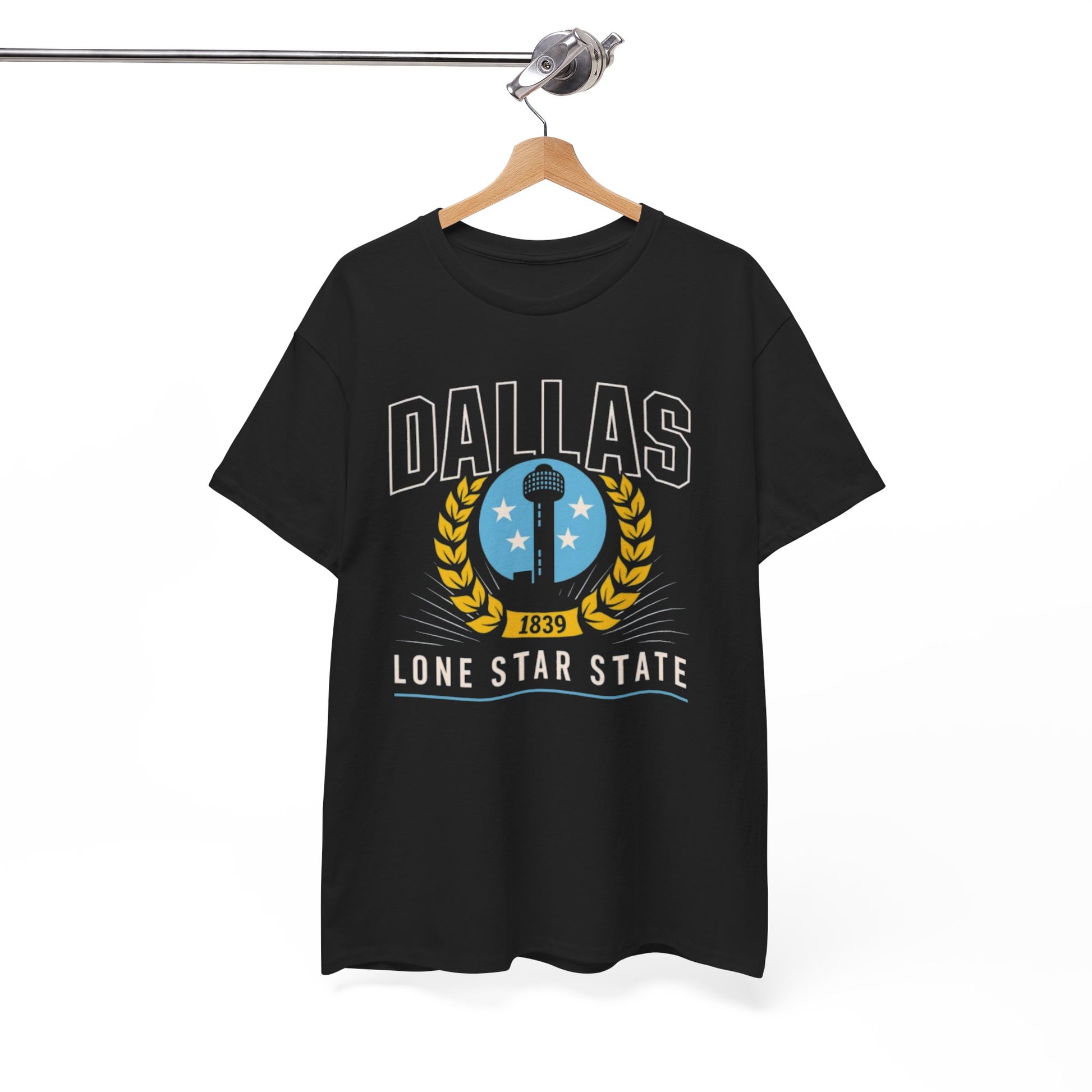 White Smoke Dallas Lone Star State T‑Shirt — Retro City Crest Tee