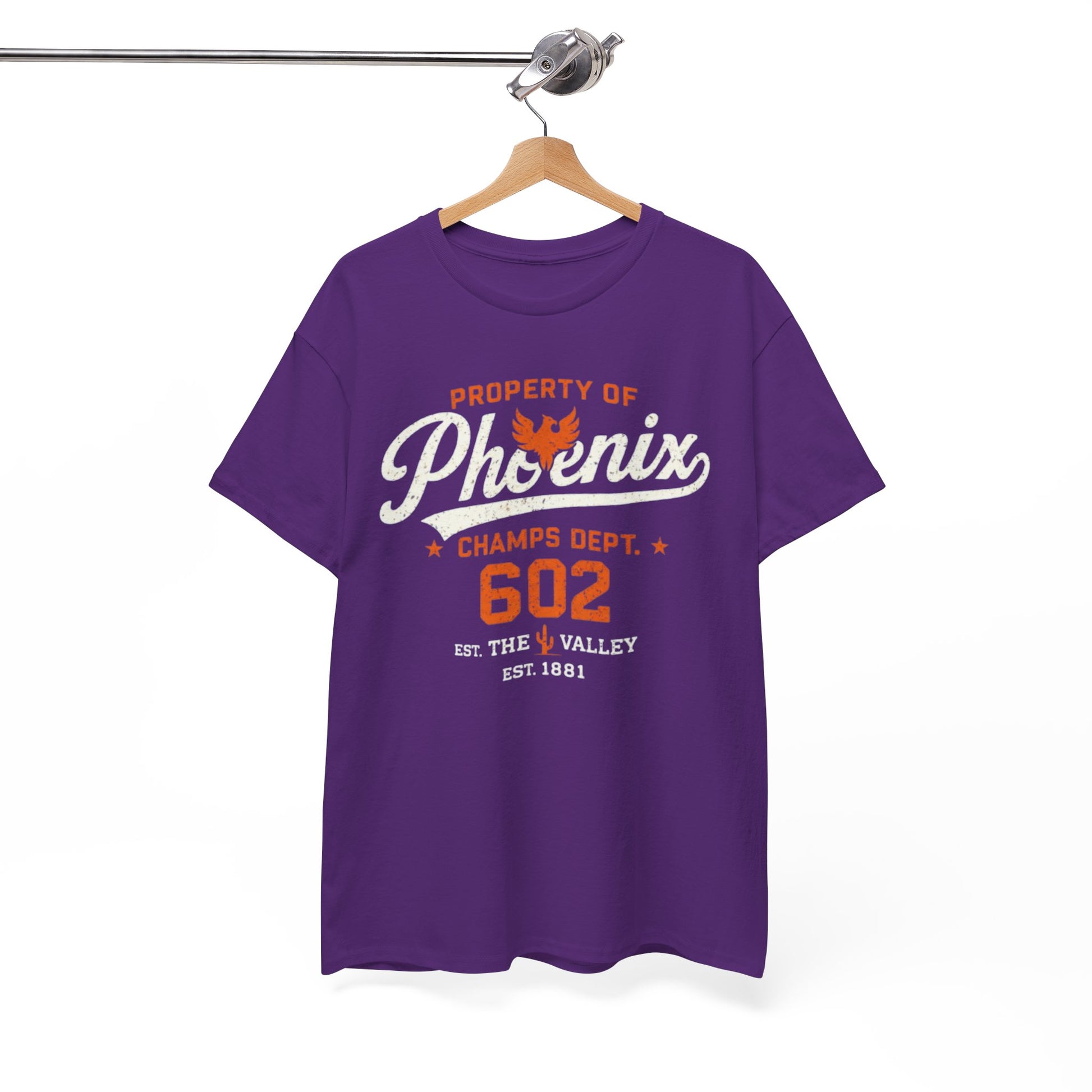 White Smoke Phoenix Champs Tee — "Property of Phoenix" Vintage Athletic Shirt