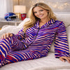 Buffalo Football Zebra Women’s Satin Pajama Set – Retro Game Day Sleepwear Style – casual fan outfit, fan gear, image 1.0