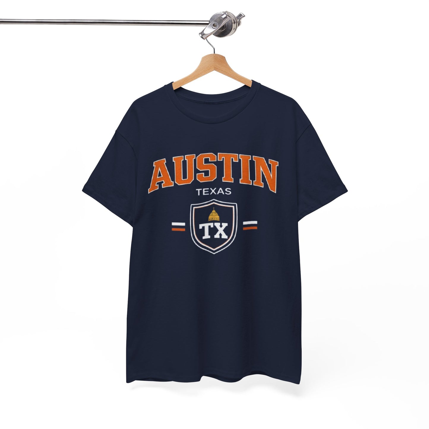 Austin Texas TX Shield Graphic Tee — Vintage College-Style City T-Shirt