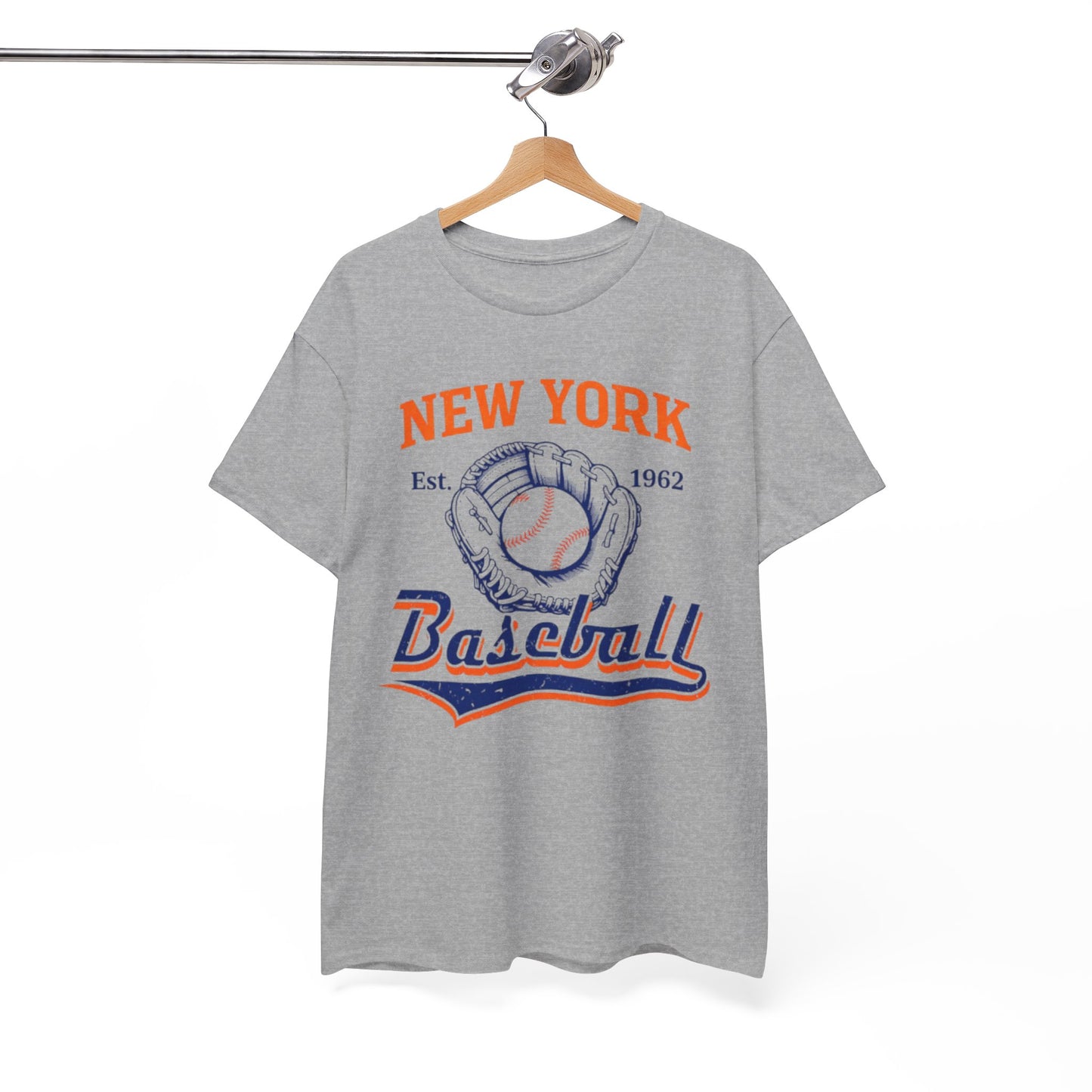 White Smoke New York Baseball Vintage Tee — Retro Glove & Ball Graphic T-Shirt