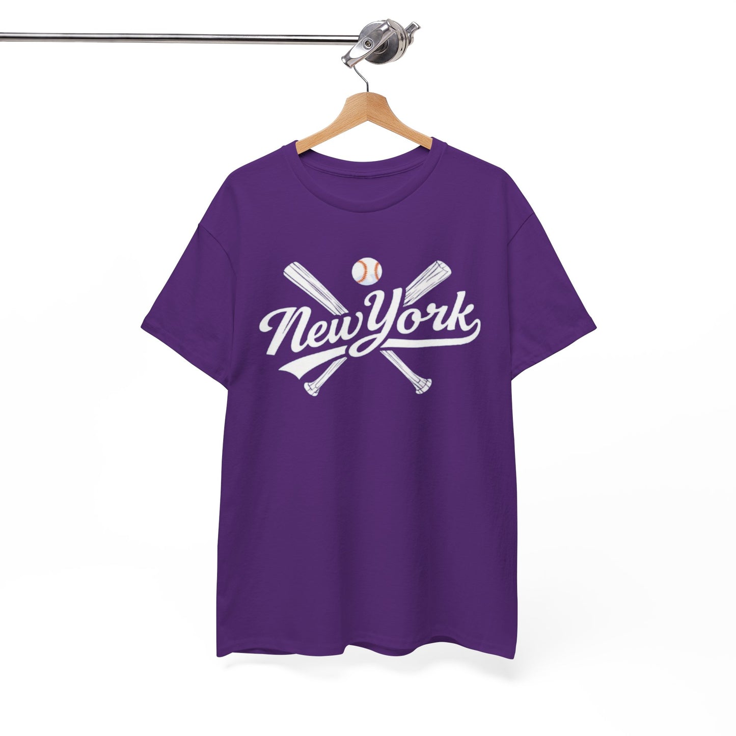 New York Baseball Tee — Vintage Script & Crossed Bats T‑Shirt