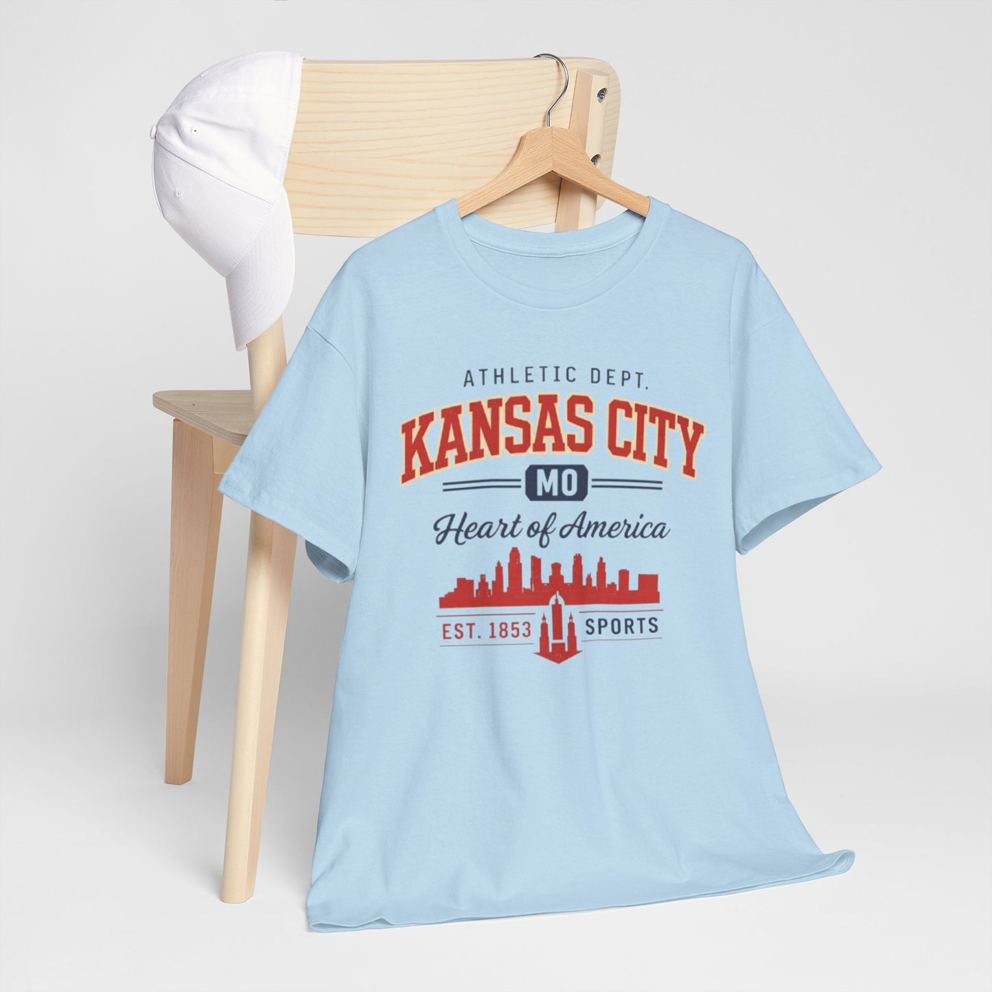 Light Blue Kansas City MO Skyline T-Shirt — Heart of America Athletic Tee