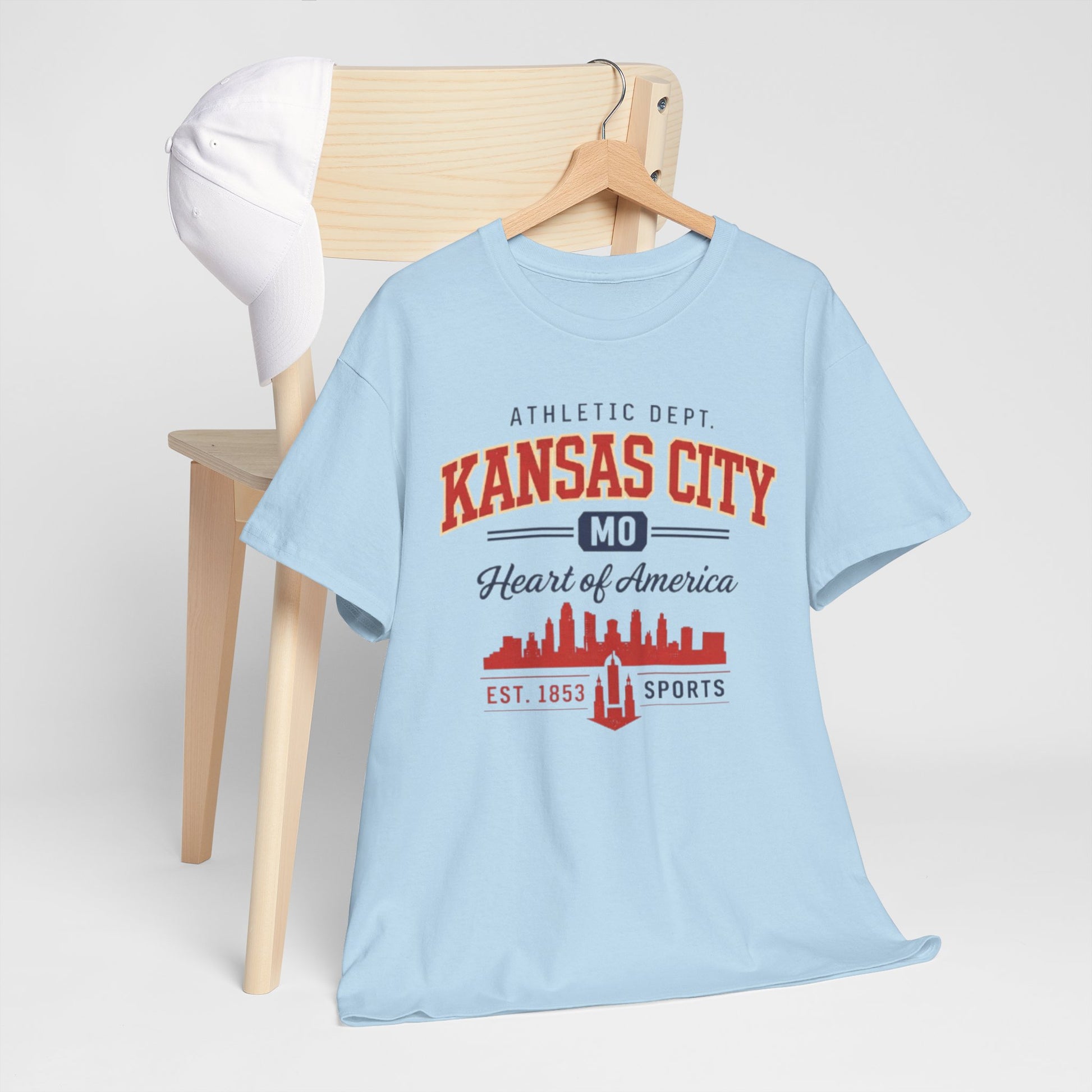 Light Blue Kansas City MO Skyline T-Shirt — Heart of America Athletic Tee