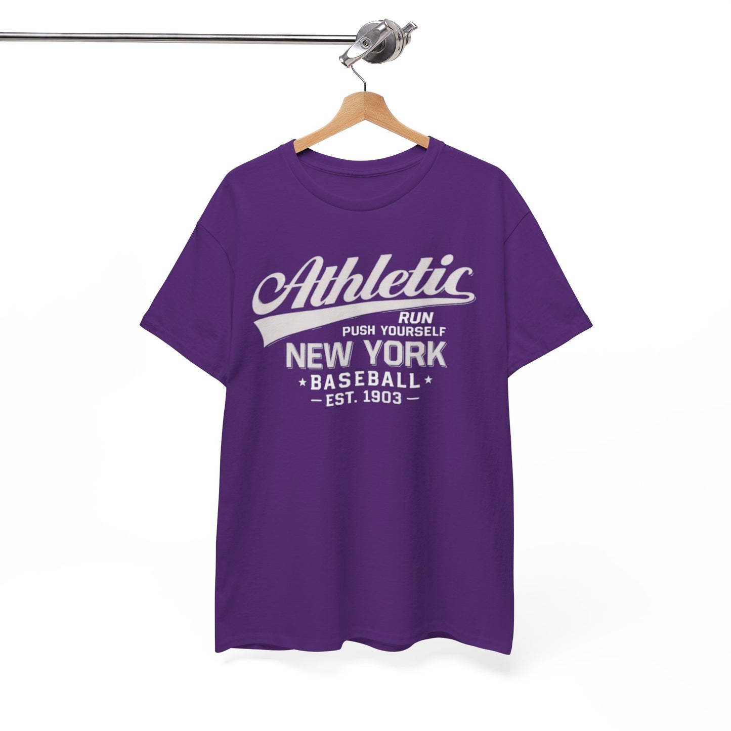 Athletic New York Baseball Tee — 'Athletic: Run, Push Yourself' Vintage Sport T-Shirt