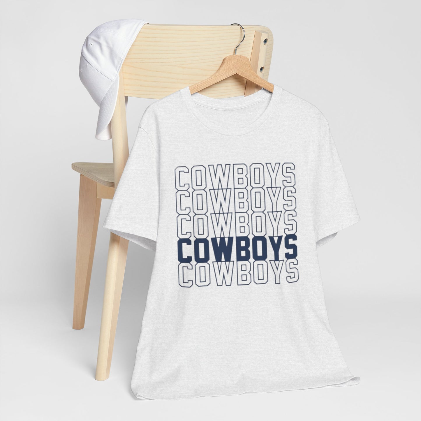 Cowboys Football Repeat Graphic Tee — Bold Layered Team Shirt
