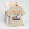 Gray New York Baseball Vintage Tee — Retro Glove & Ball Graphic T-Shirt