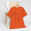 Chocolate Kansas City Script Tee — Minimalist City Name T‑Shirt