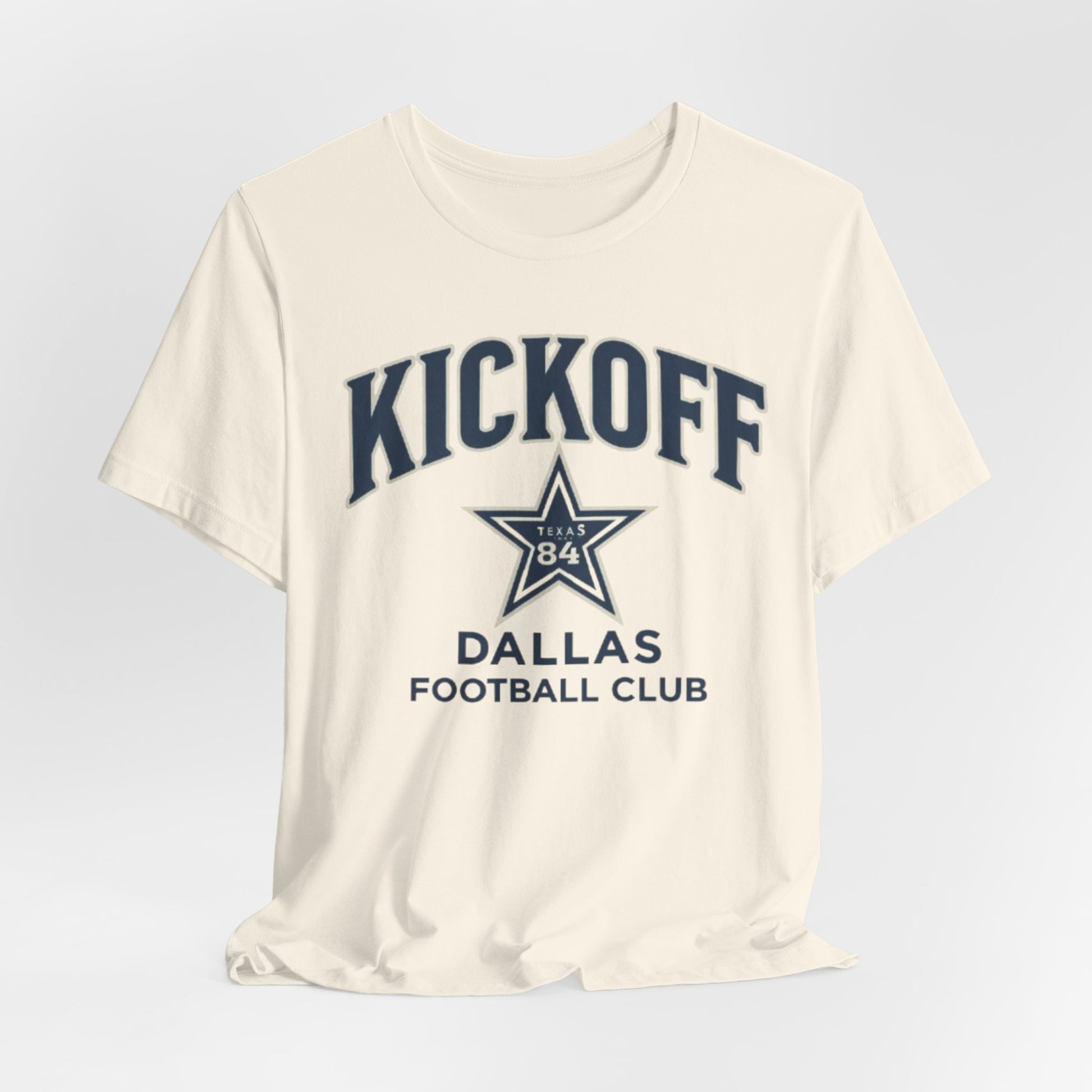 Antique White Kickoff Dallas Football Club Tee — Vintage Star Game Day Shirt