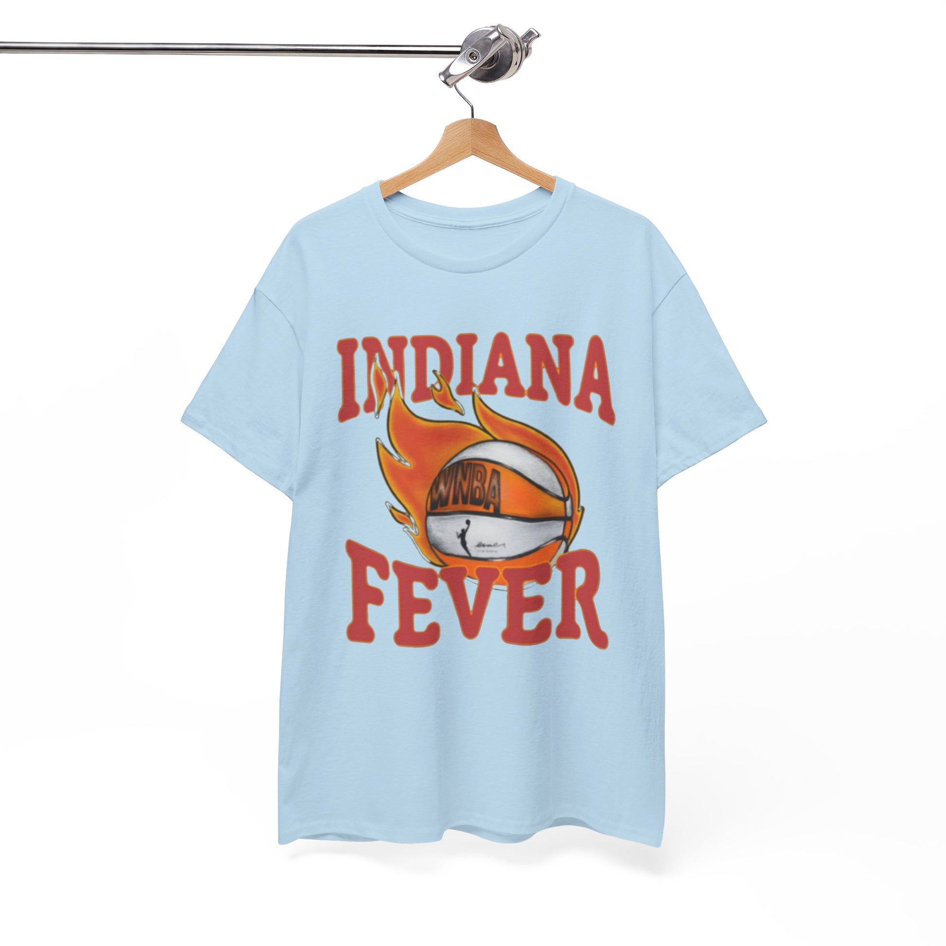 White Smoke Indiana Fever Basketball Tee — Retro Flaming Ball Design