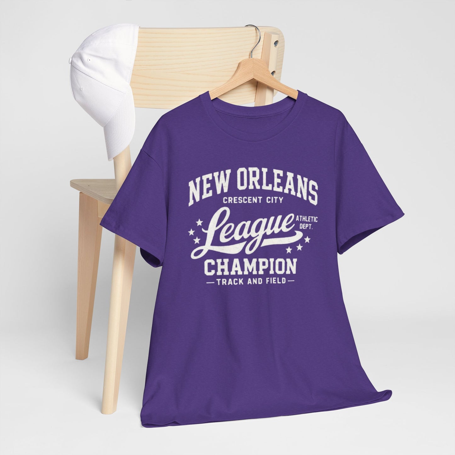 Lavender New Orleans League Champion Tee — Crescent City Track & Field Vintage Sports Shirt