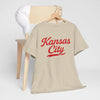 Gray Kansas City Script Tee — Retro Red City  T-Shirt
