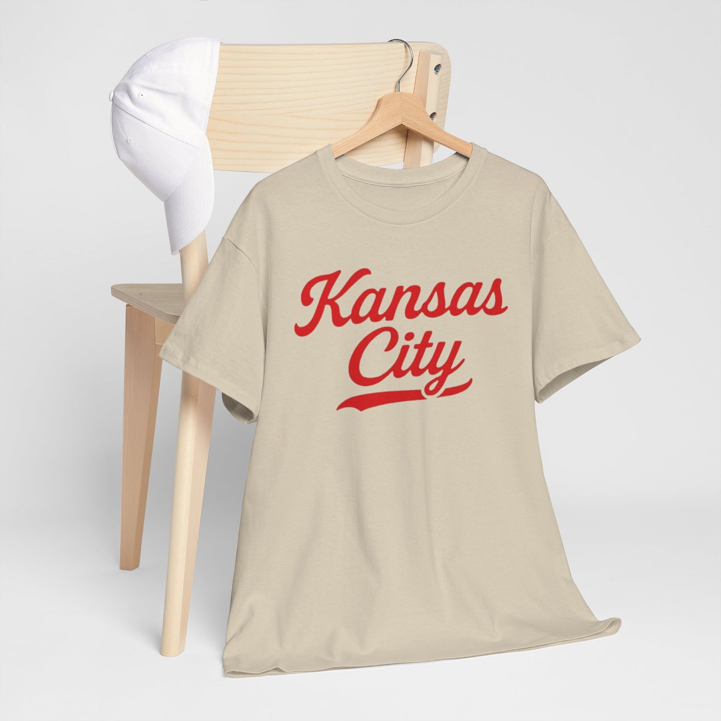 Gray Kansas City Script Tee — Retro Red City  T-Shirt
