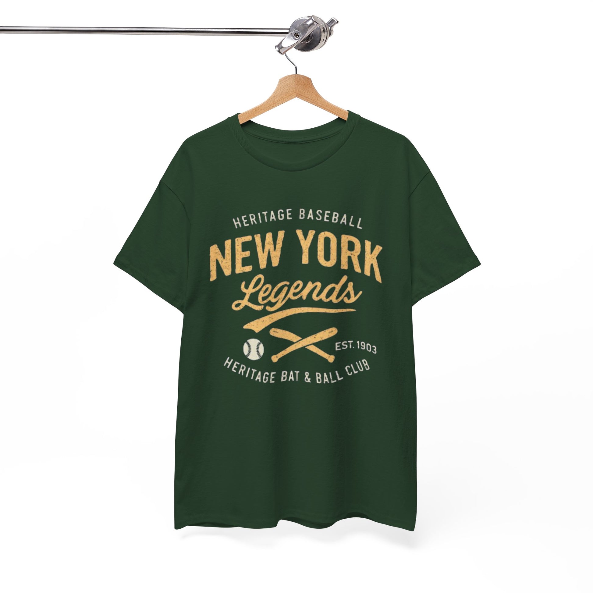 White Smoke New York Legends Baseball T-Shirt — Vintage Heritage Bat & Ball Club Tee