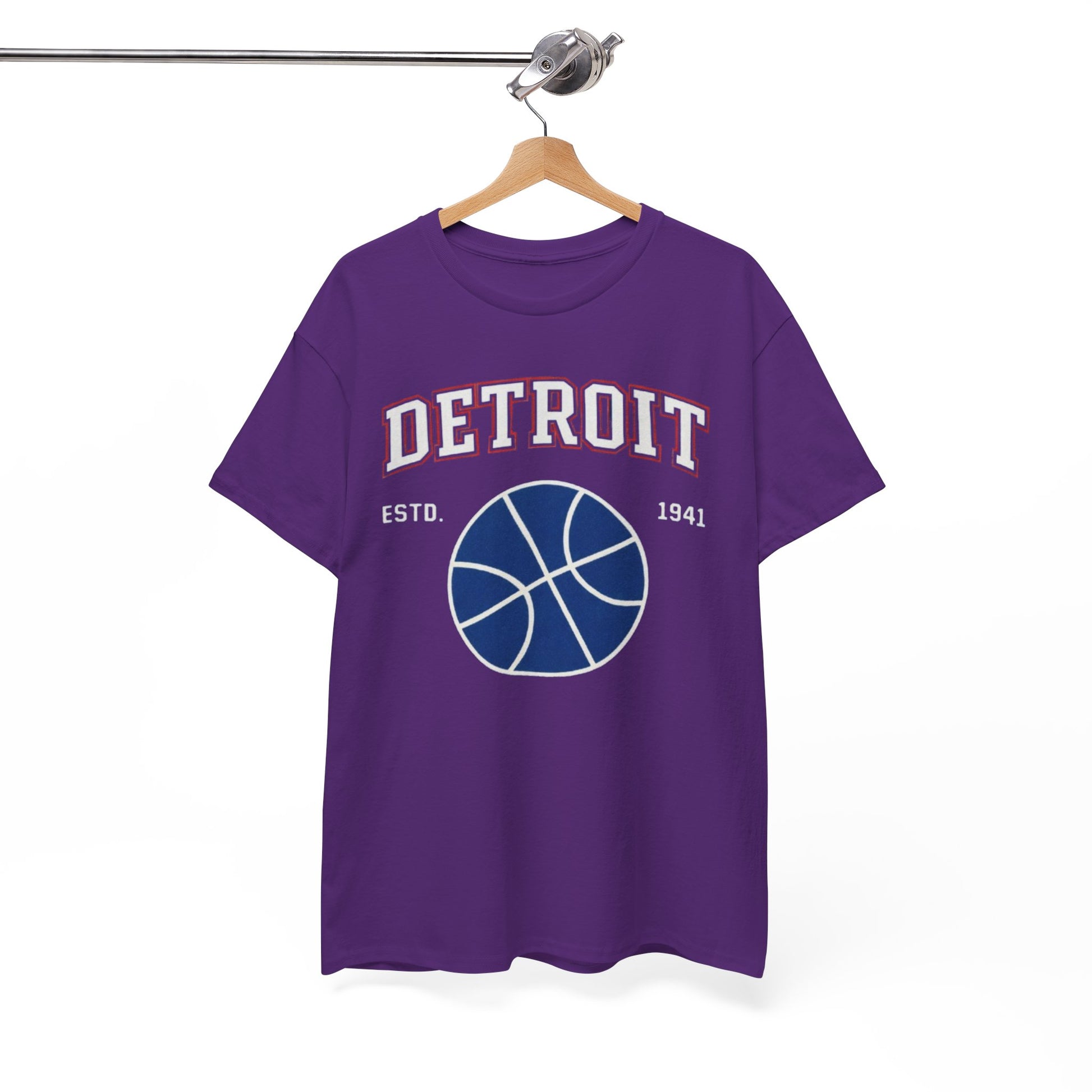 White Smoke Detroit Basketball Tee — EST. 1941 Vintage Sport Graphic Shirt