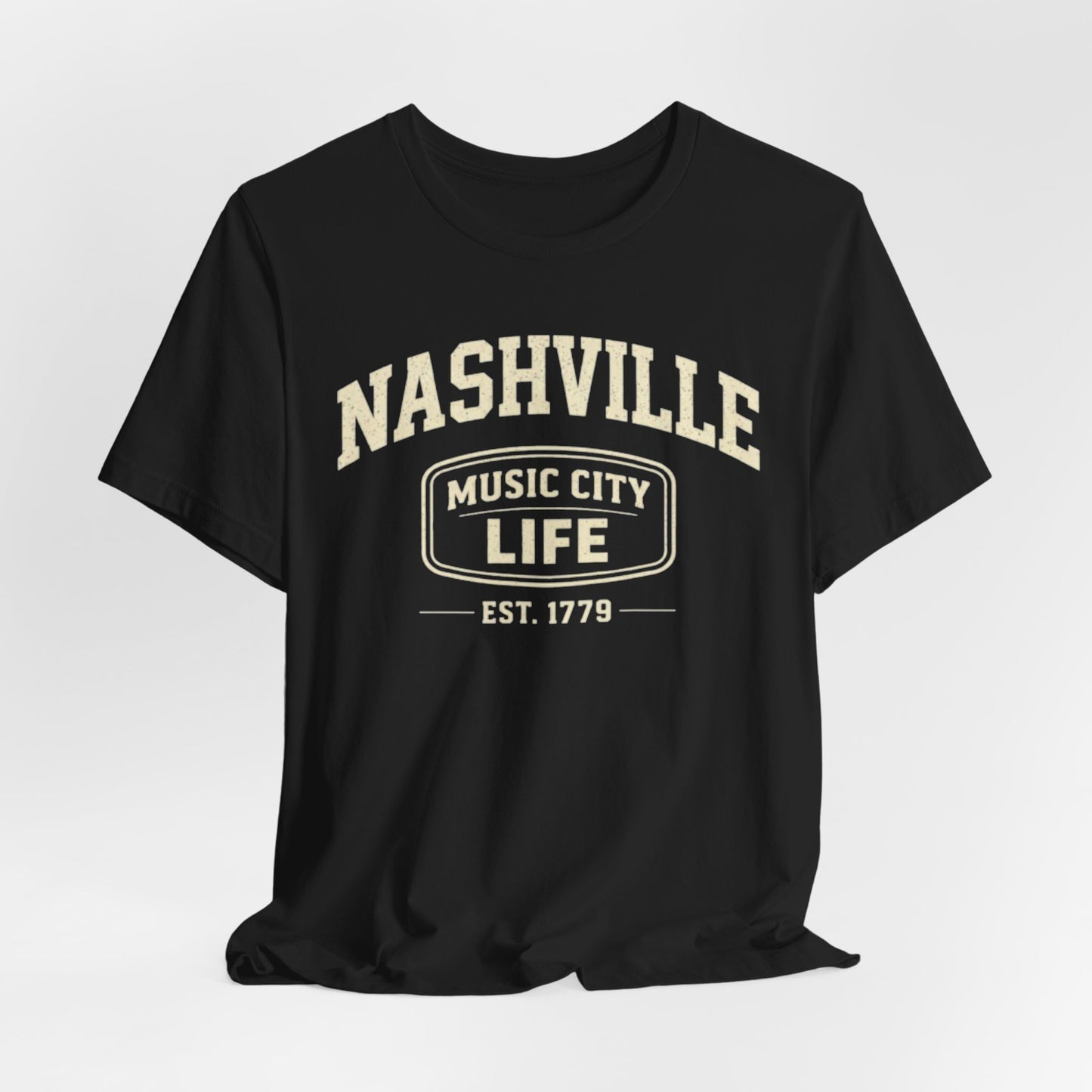 Black Nashville Music City Life Tee — Vintage Music City T-Shirt