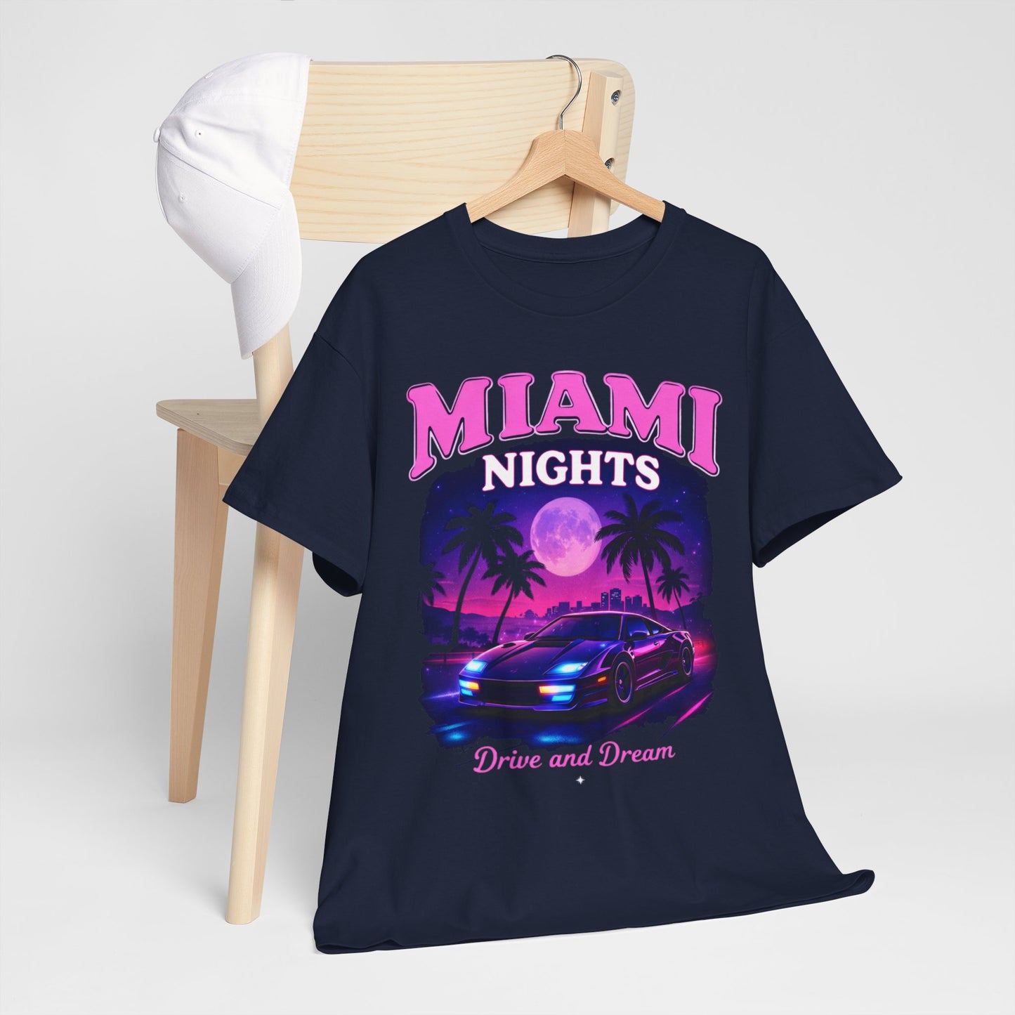 Miami Nights Drive and Dream Graphic T-Shirt – Neon City Streetwear Tee
