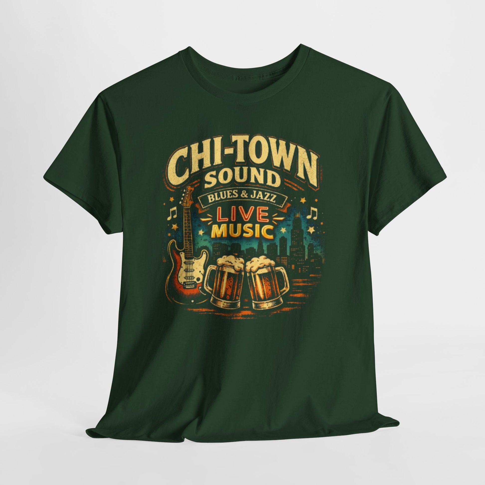 Dark Slate Gray Chi-Town Sound Blues and Jazz Live Music T-Shirt – Chicago Vintage Music Graphic Tee