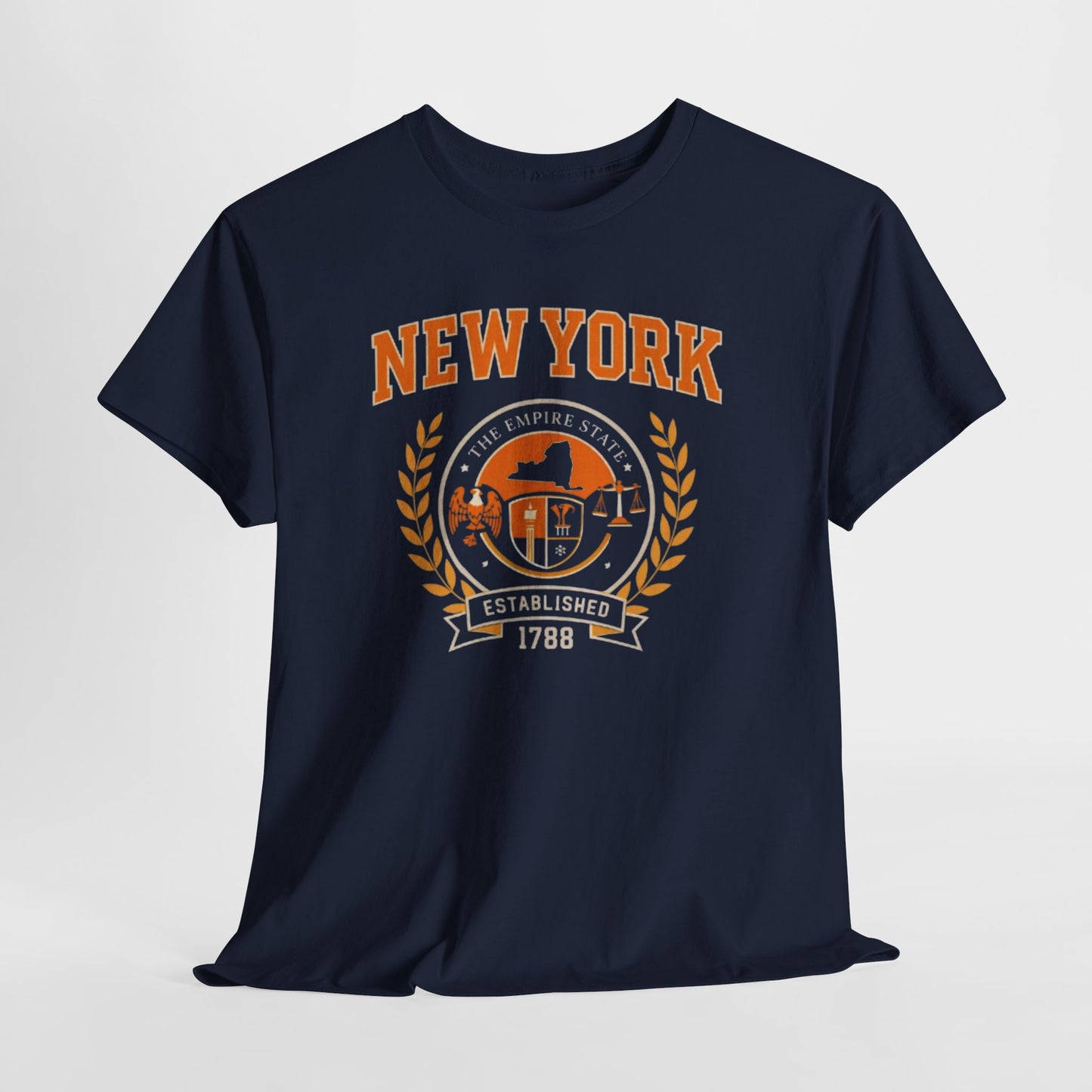 Lavender New York Empire State Vintage Tee — Established 1788 City Skyline Shirt worn-in college style t-shirt