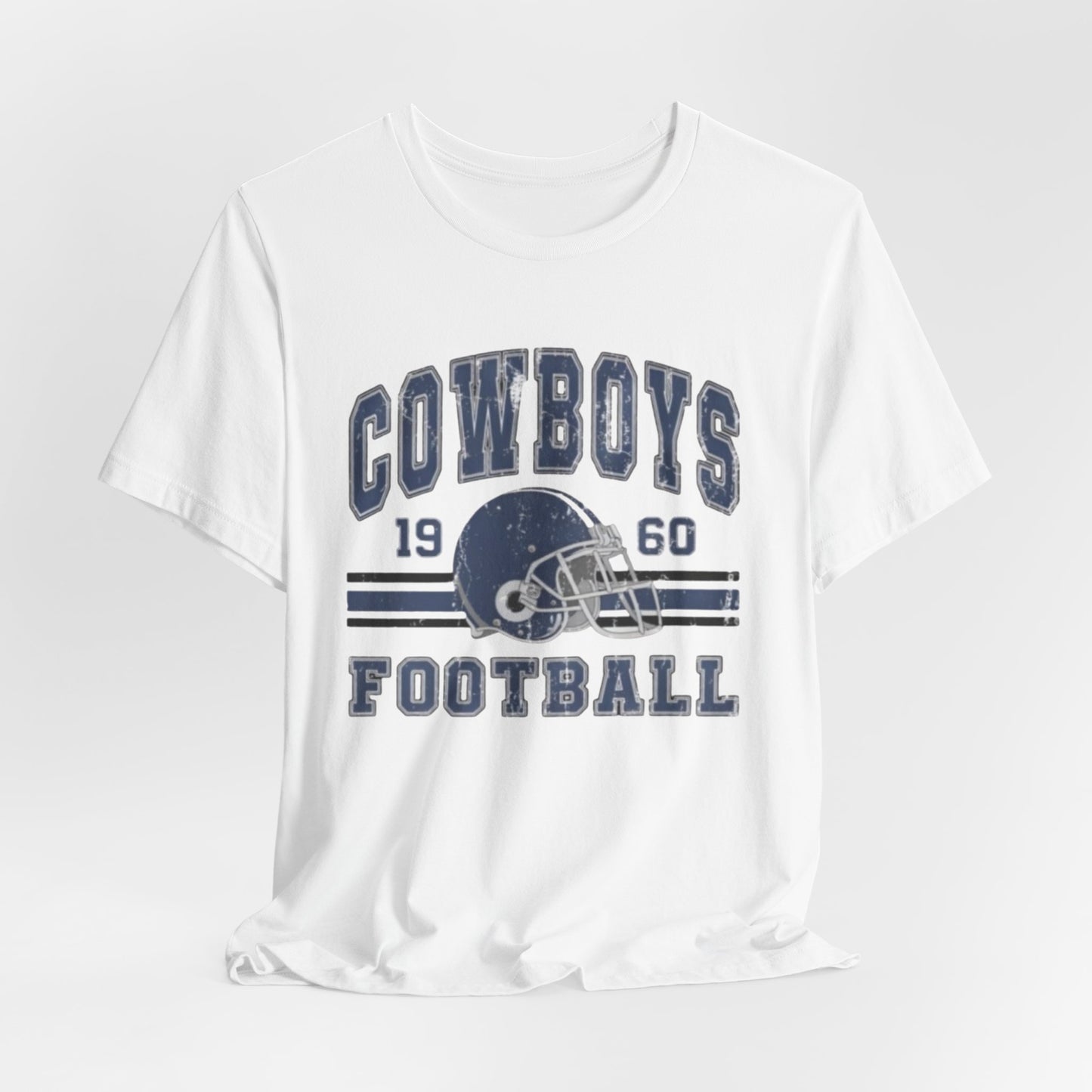 Lavender Cowboys Football Tee — Retro 1960 Helmet Short Sleeve Shirt