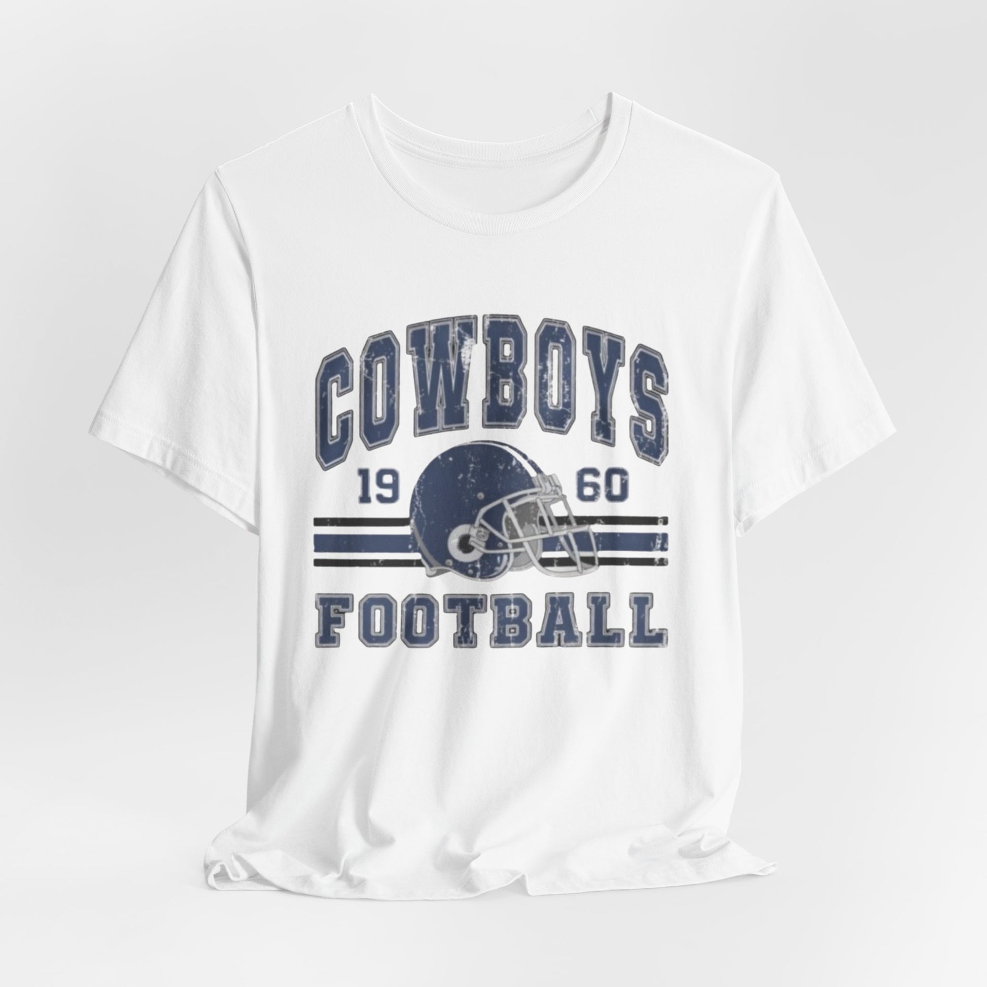 Lavender Cowboys Football Tee — Retro 1960 Helmet Short Sleeve Shirt