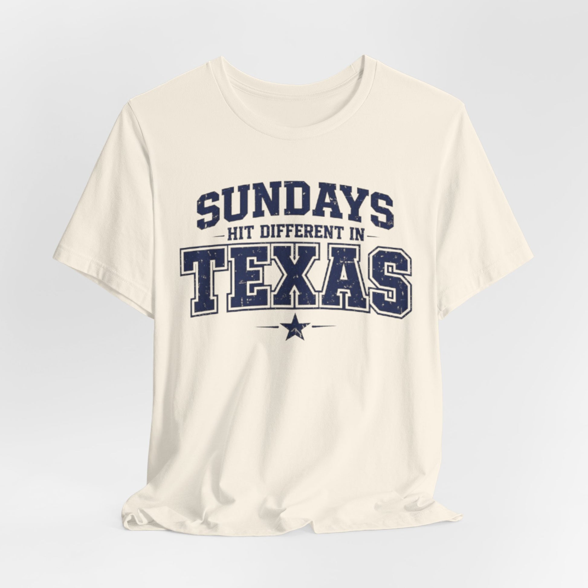 Antique White Texas Football Shirt – Sundays Hit Different in Texas Dallas Game Day T Shirt