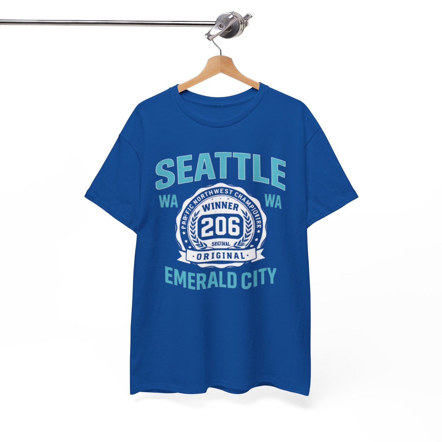 Seattle Emerald City Tee – 206 WA Retro Badge T‑Shirt