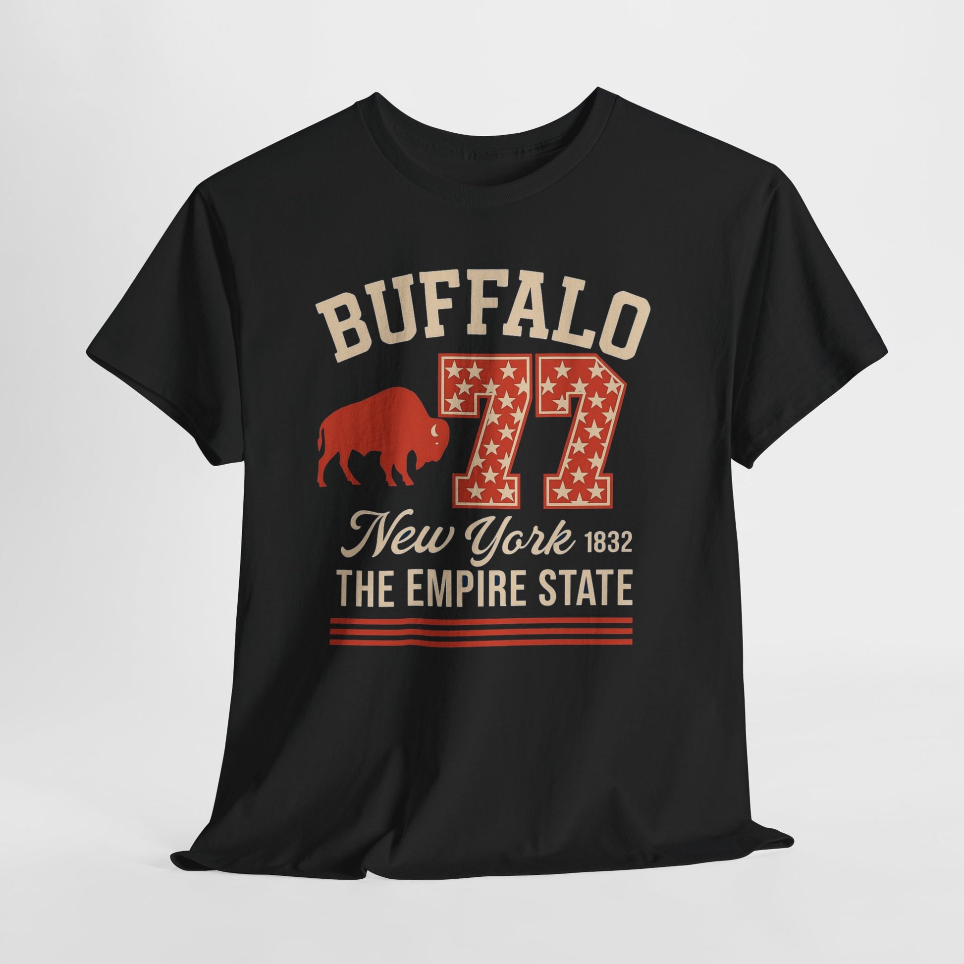 Dark Slate Gray Buffalo 77 New York Tee — Empire State Vintage Sports Shirt