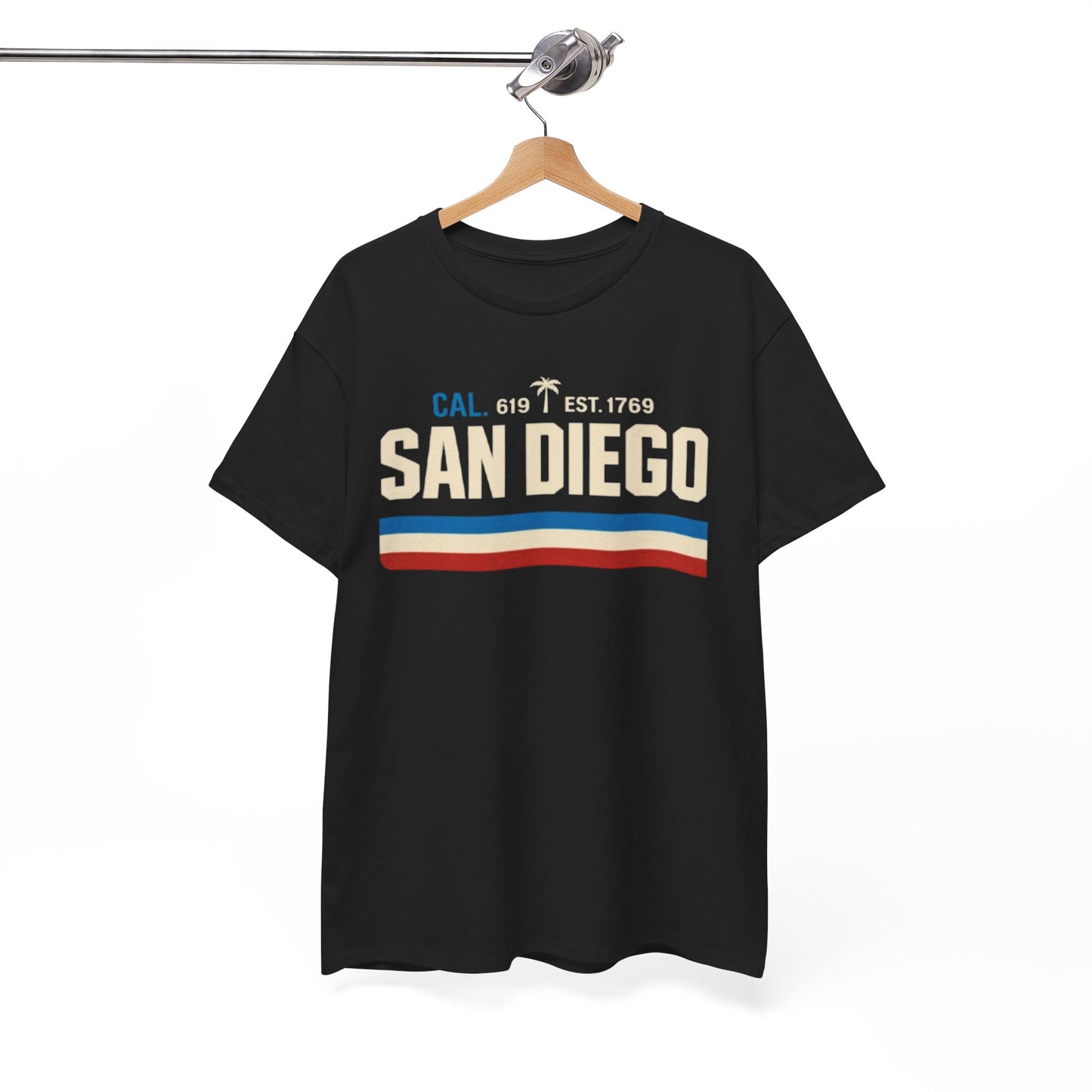 San Diego Retro Striped Tee — "San Diego" Vintage Palm California T-Shirt