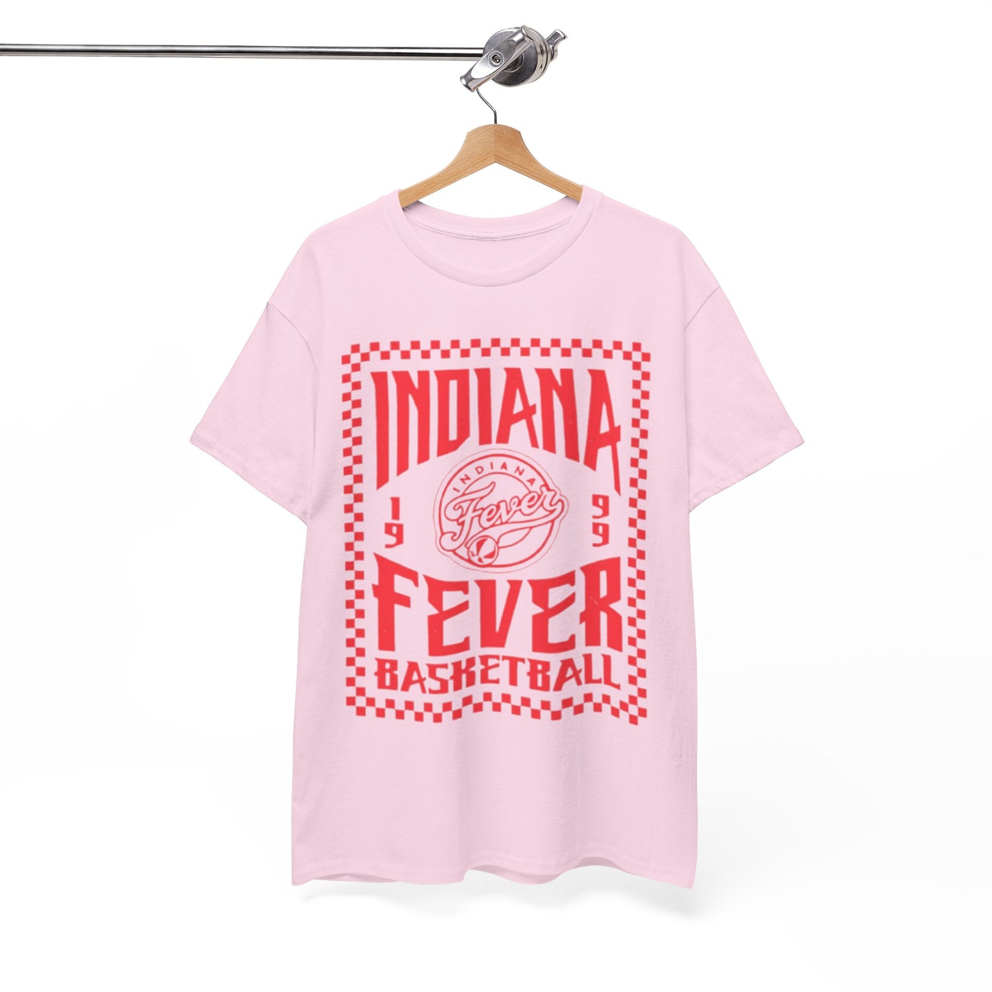 White Smoke Indiana Fever Basketball Tee — Retro Red Checkerboard Team Shirt