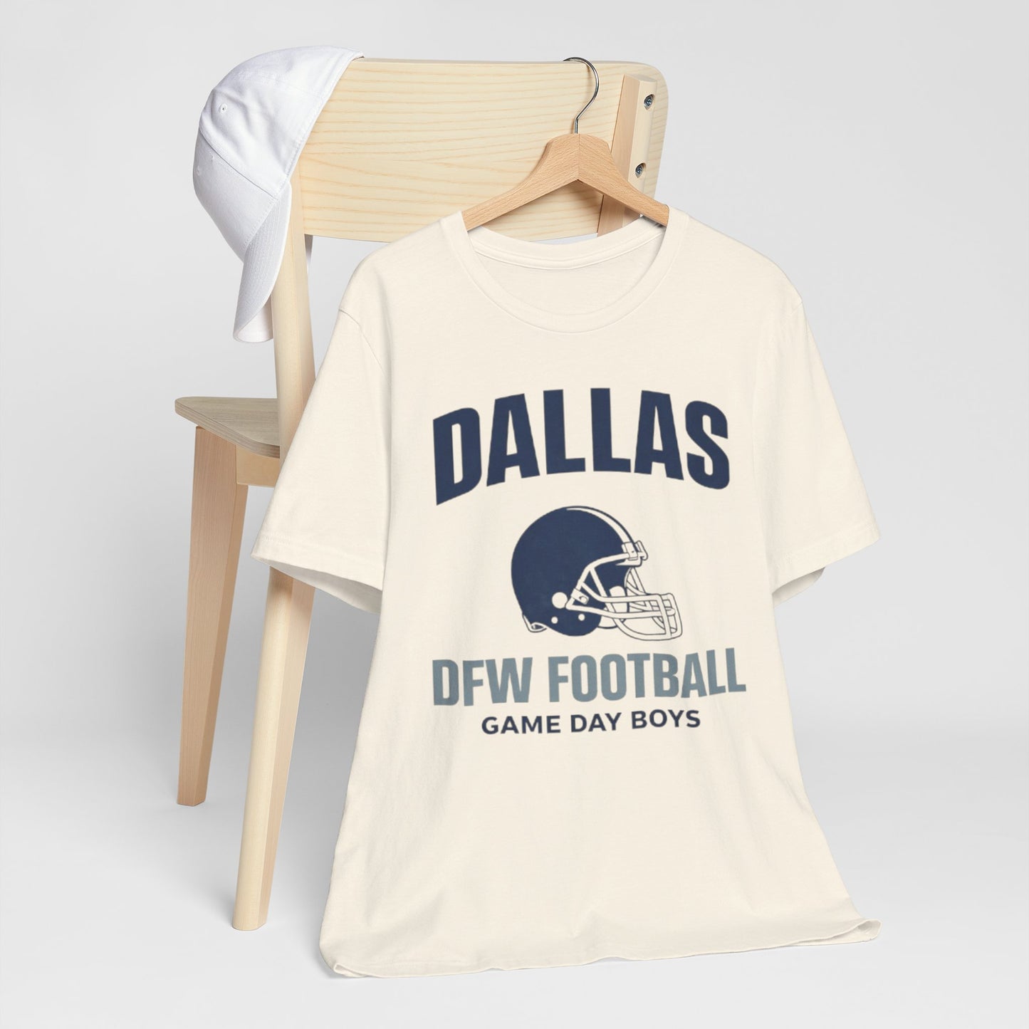 Antique White Dallas DFW Football Tee — Game Day Boys Helmet T-Shirt