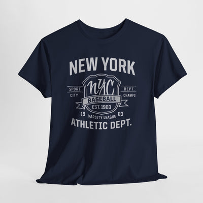 Black New York NYC Baseball Athletic Dept. T‑Shirt — Vintage Varsity Sports Tee