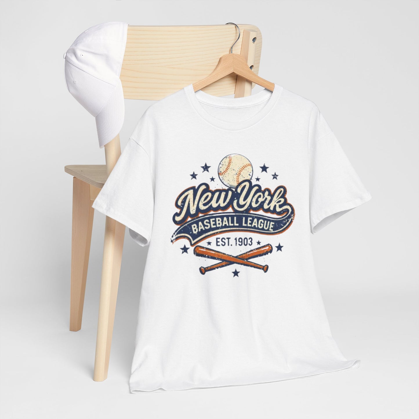 New York Baseball League Tee — Vintage 'Est. 1903' Baseball Graphic Shirt