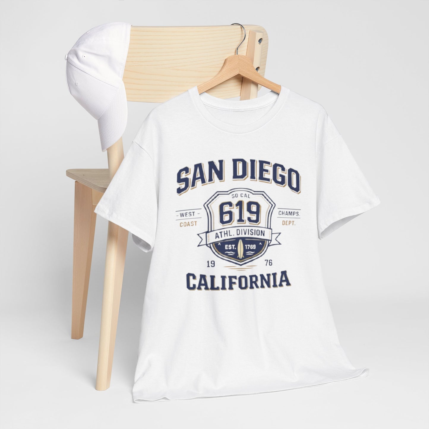 Lavender San Diego 619 California Tee — Vintage Athletic City T‑Shirt
