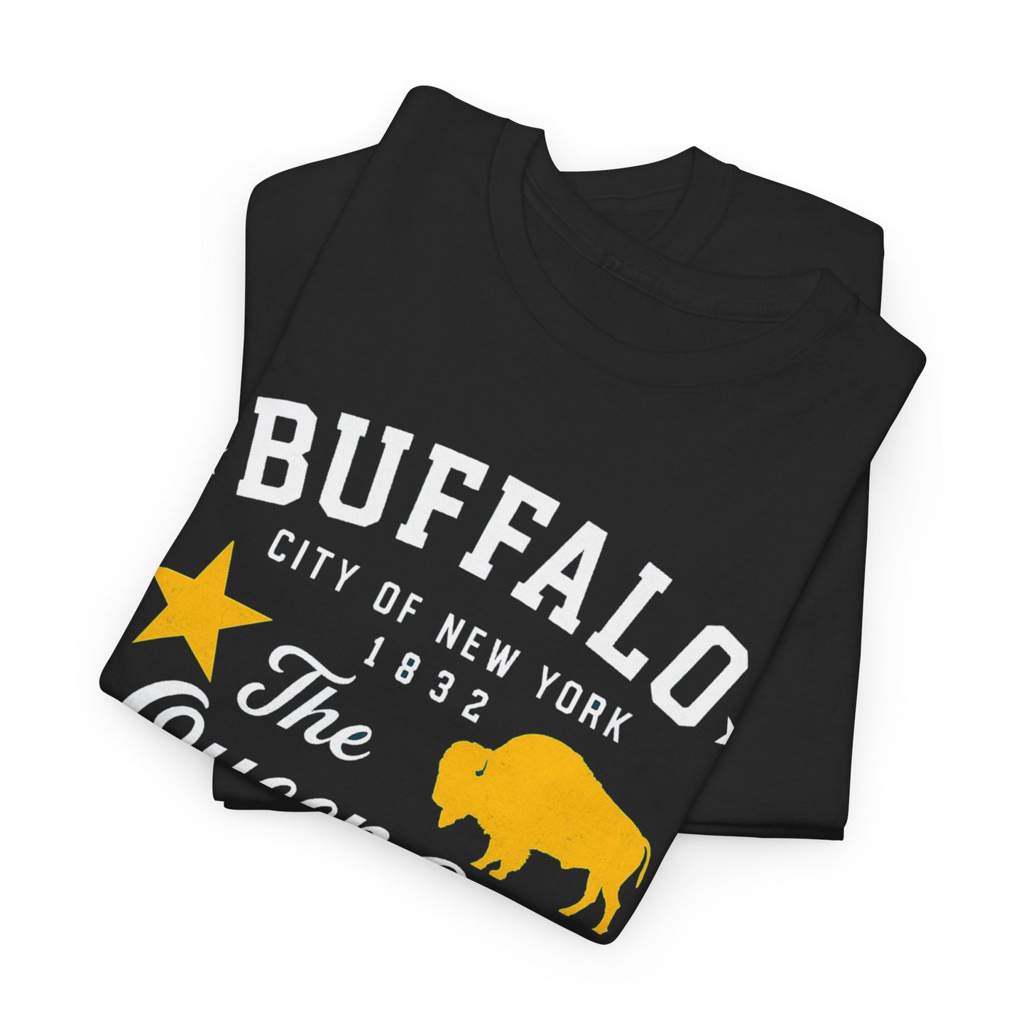 Buffalo City T‑Shirt – Gold Star & Bison Graphic Tee