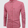 Pale Violet Red 1pc Men'S Casual Plaid Shirt | Long Sleeve, Non-Stretch Fabric, Single Breasted, Left Chest Pocket, Ideal for Daily Commute and Business Casual Occasions