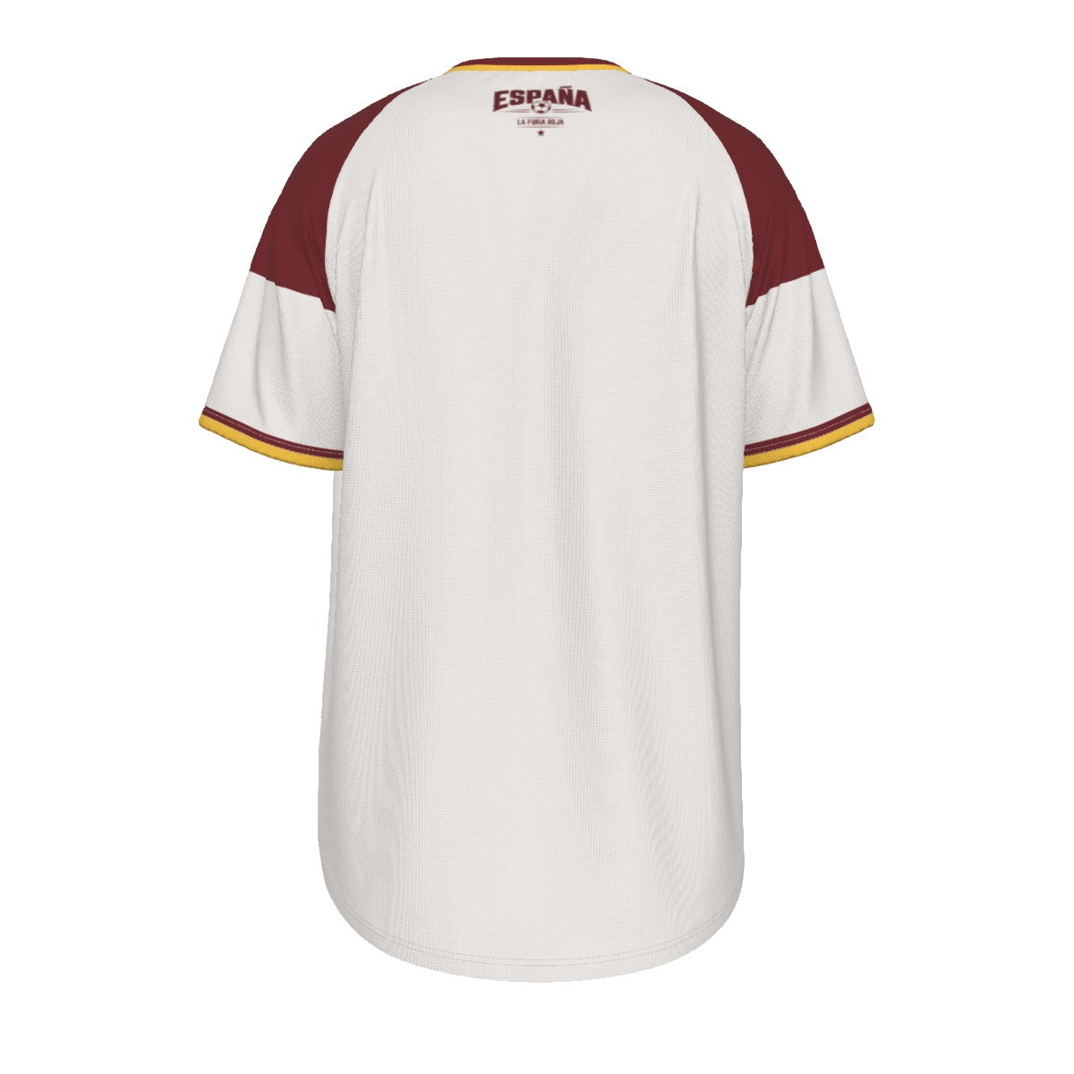 Spain Football T Shirt White Burgundy Gold – España La Furia Roja Soccer Fan Shirt Game Day Outfit