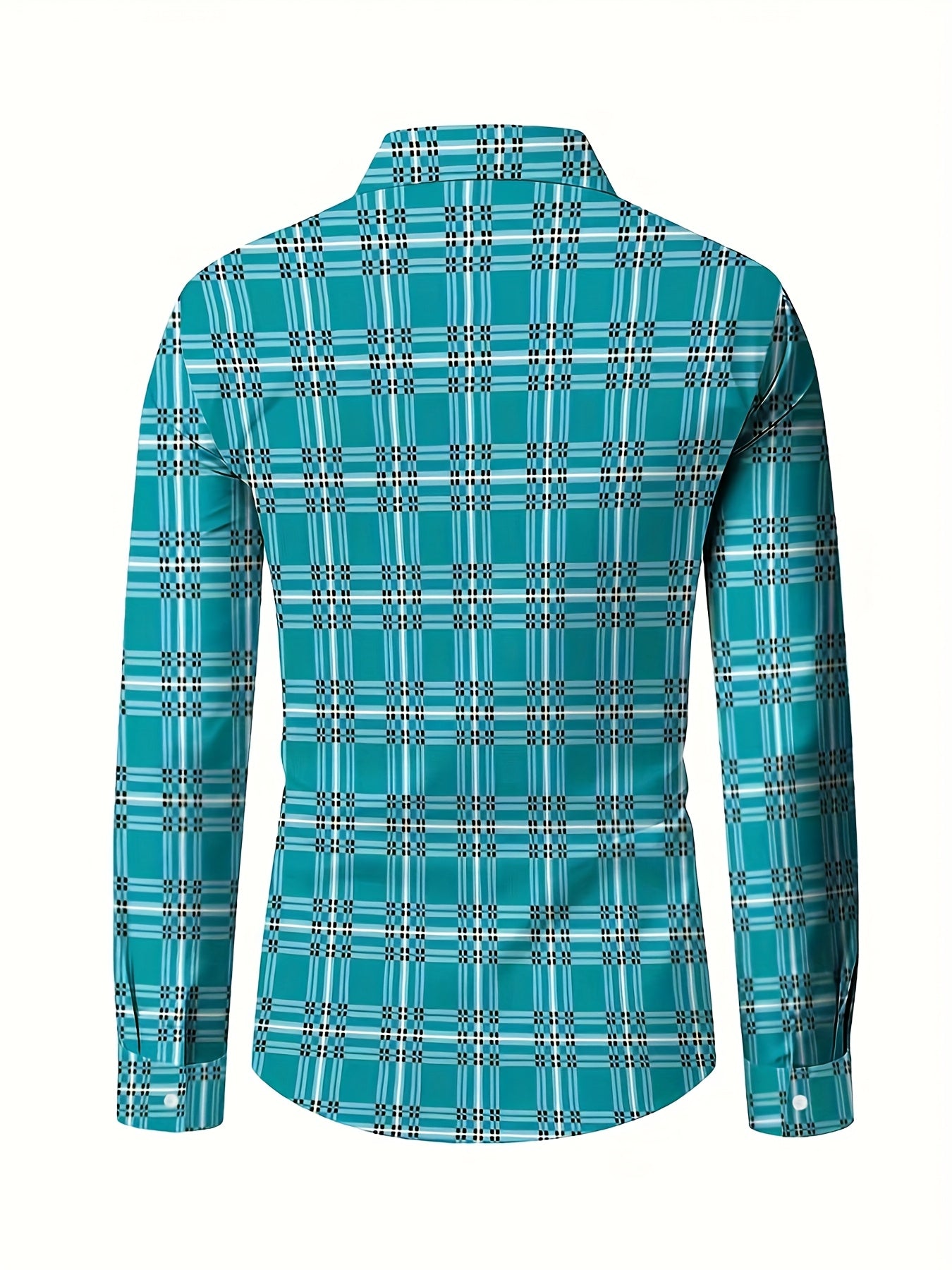 White Smoke Men'S Plaid Long-Sleeve Shirt with 3D Digital Printing, Suitable for Casual Outings, Entertainment, And Gatherings