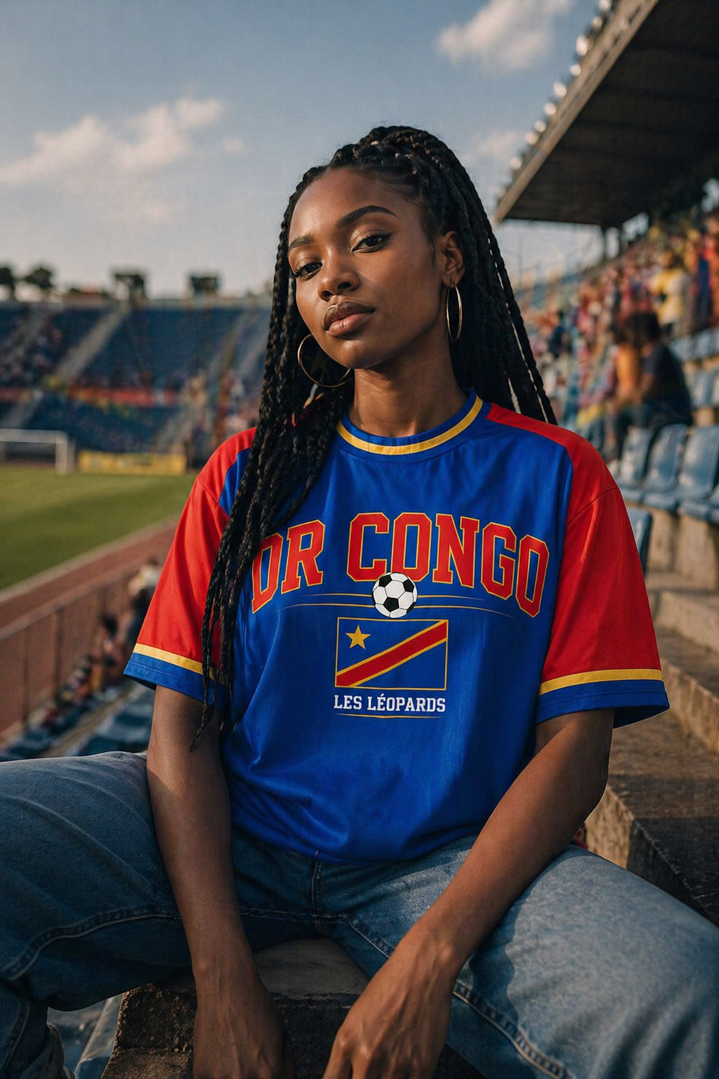 DR Congo Soccer T-Shirt Blue Red – DR Congo Football Shirt Les Léopards Fan Tee