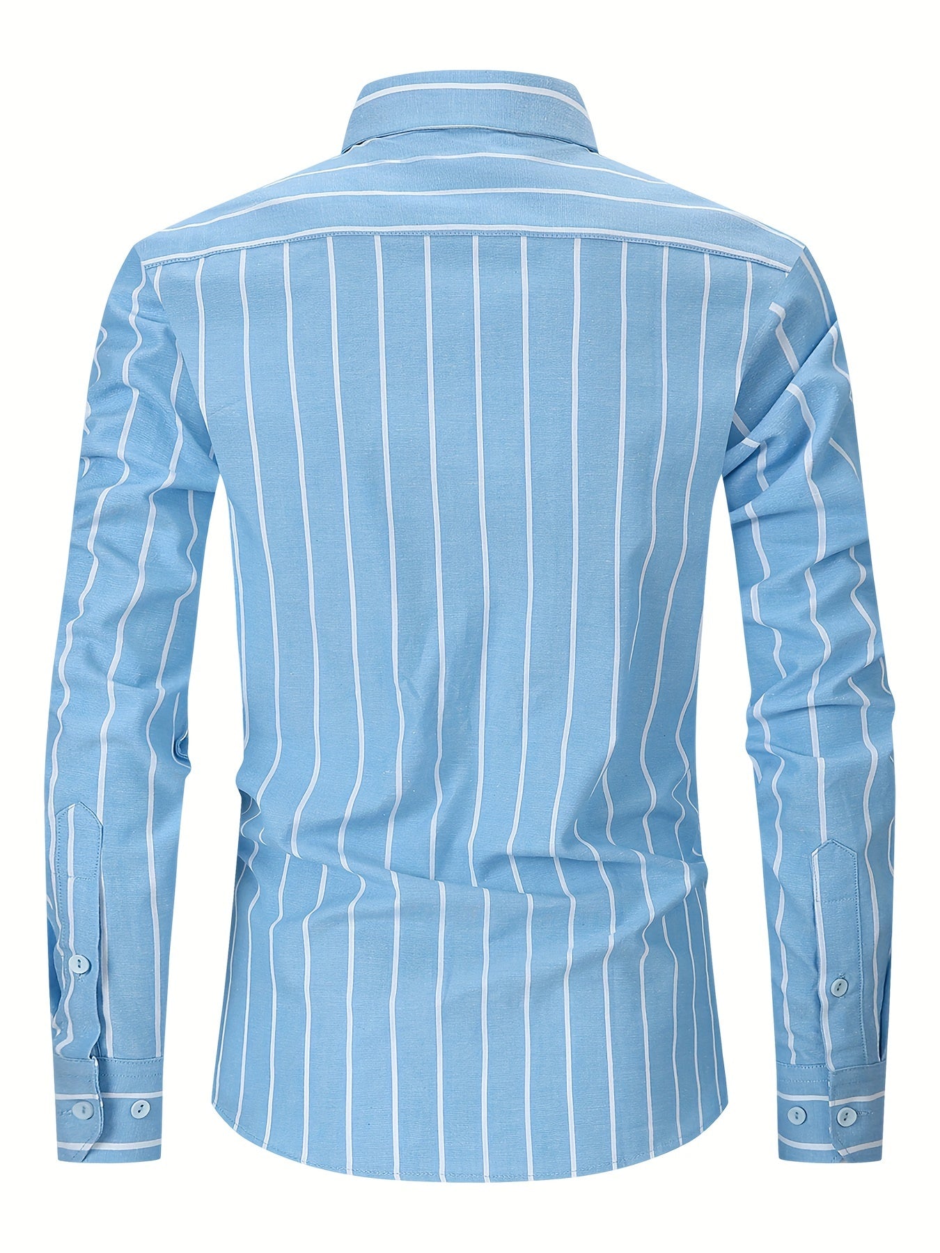 White Smoke Men'S Long-Sleeve Striped Woven Dress Shirt Made of Pure