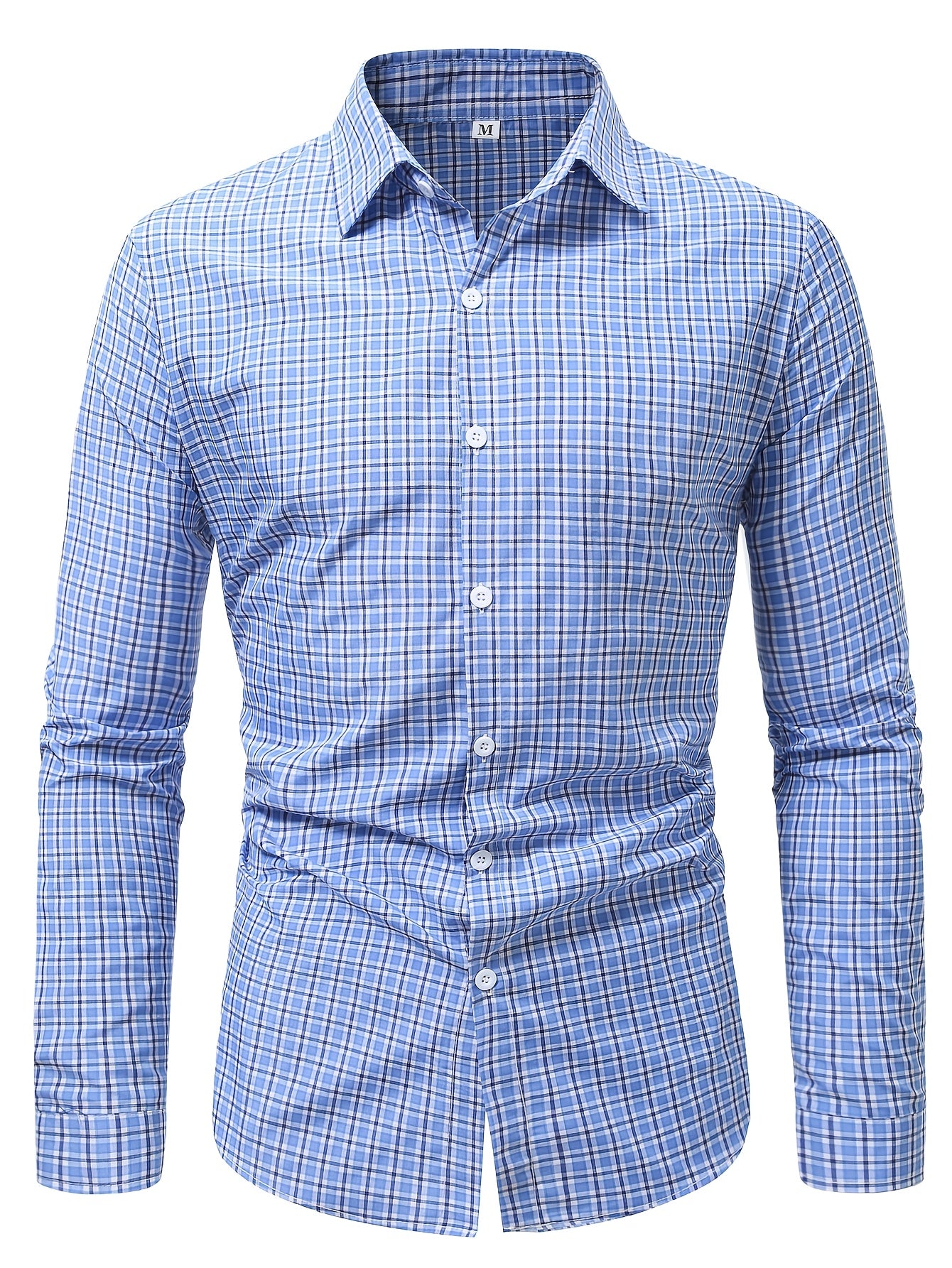 Plaid Casual Turn- Collar Shirt