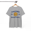 White Smoke Pacers Basketball Tee – Vintage 1967 Basketball Graphic Shirt