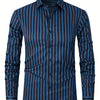 Dark Slate Gray A Men'S Casual Light Business Striped Long-Sleeve Shirt - Tailored Fit with Wrinkle-Resistant Fabric, Suitable for All Seasons - Perfect for Business Commuting, Casual Gatherings, And Dates - Can Be Given As a Gift