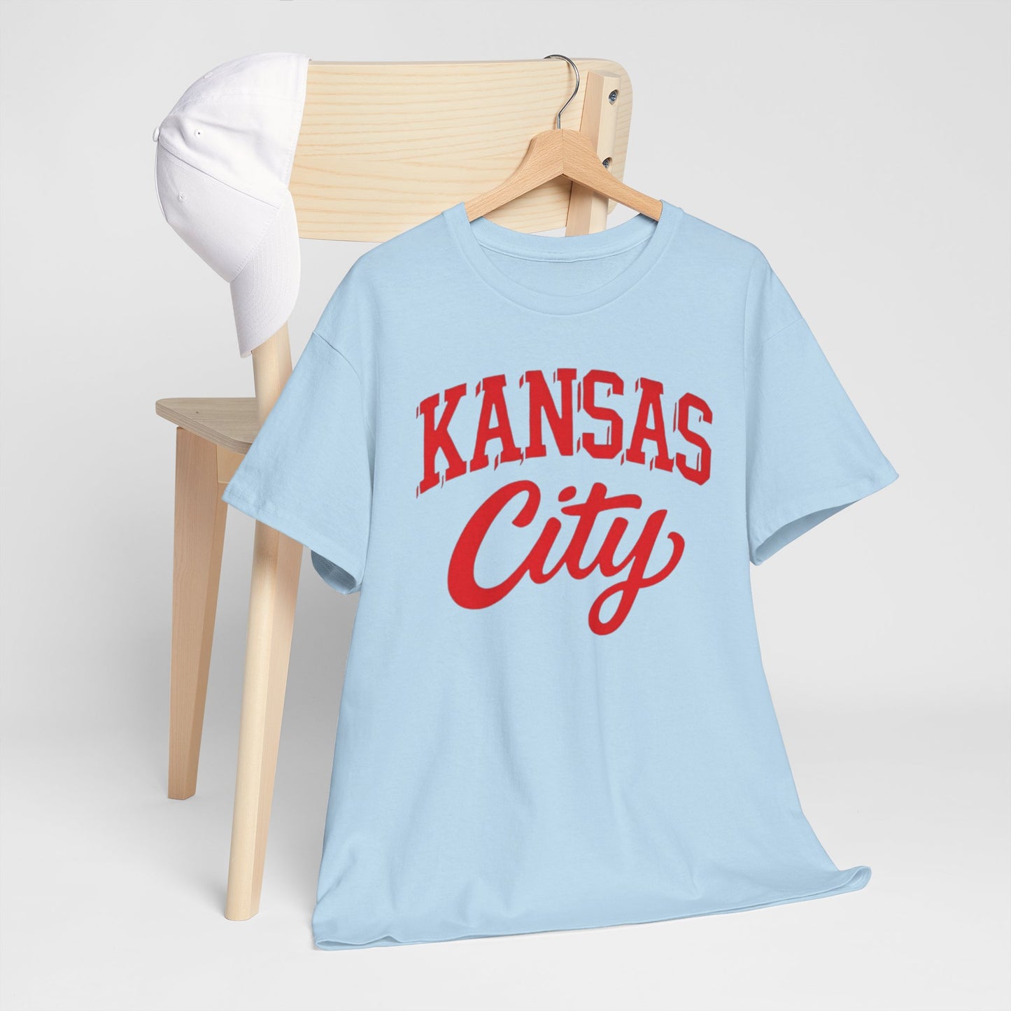 Light Blue Kansas City Varsity Vintage Script Tee