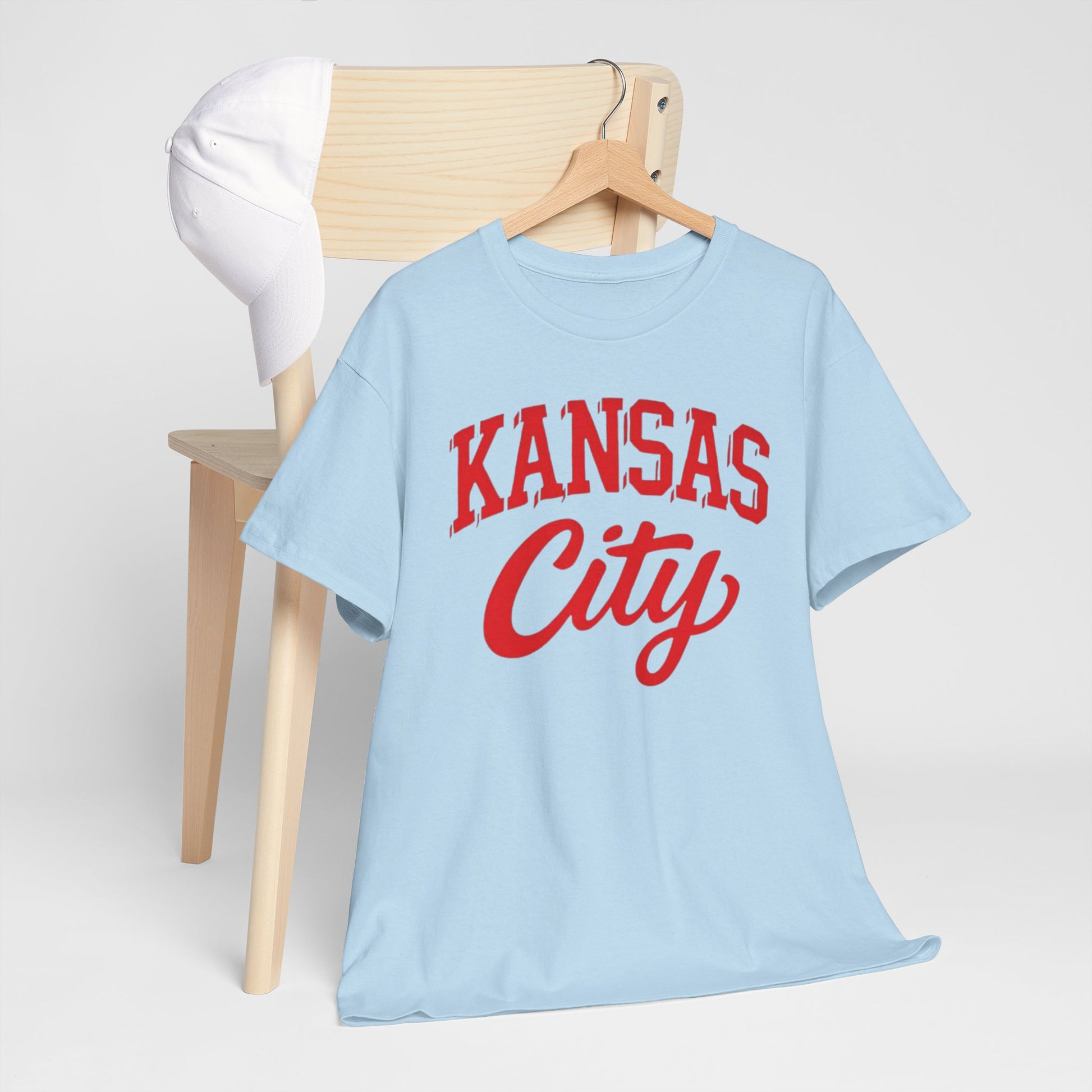 Light Blue Kansas City Varsity Vintage Script Tee