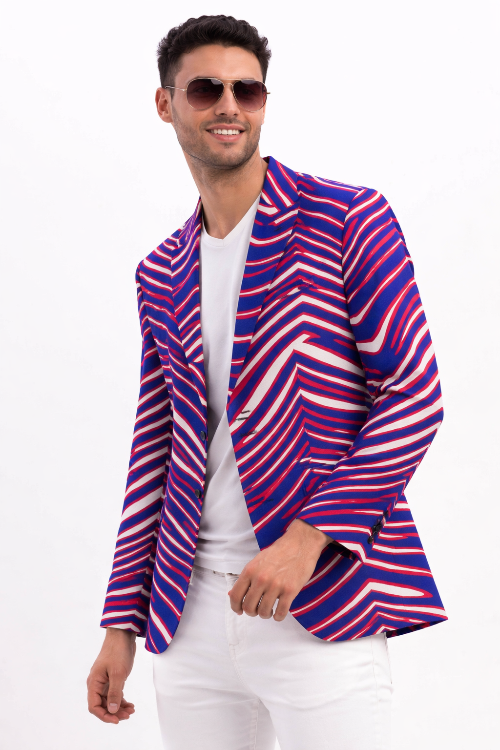 Buffalo Football Retro Game Day Blazer – Football Statement Jacket (Red Blue White)