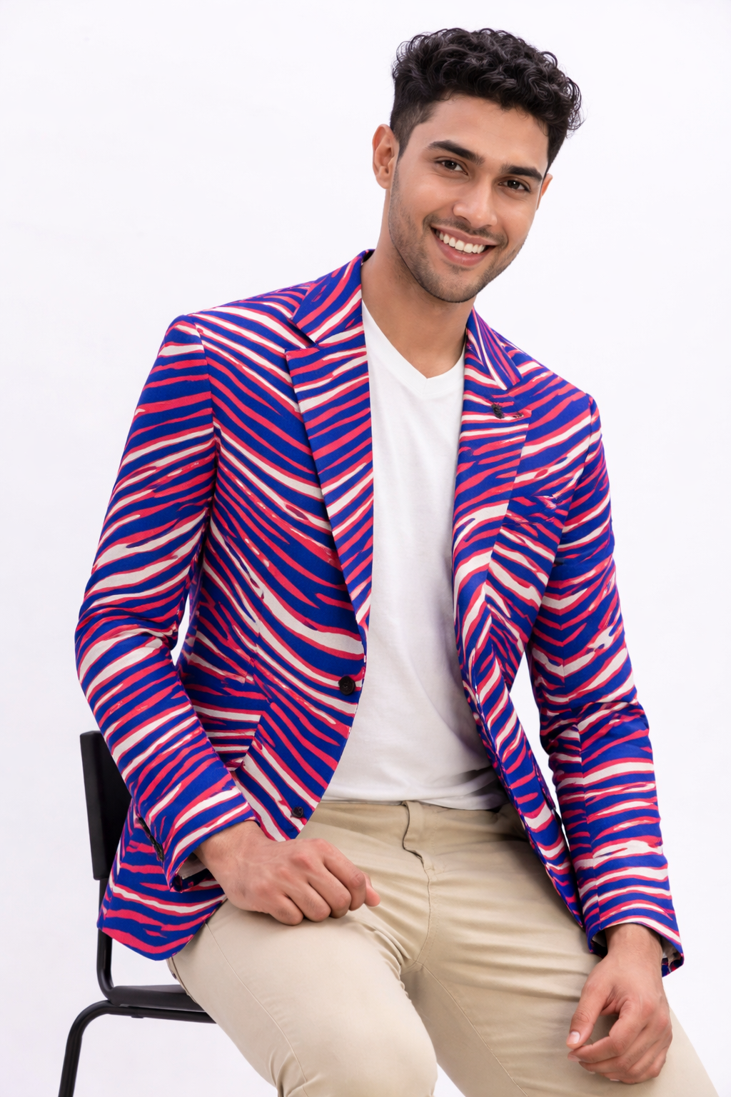 Buffalo Football Retro Game Day Blazer – Football Statement Jacket (Red Blue White)