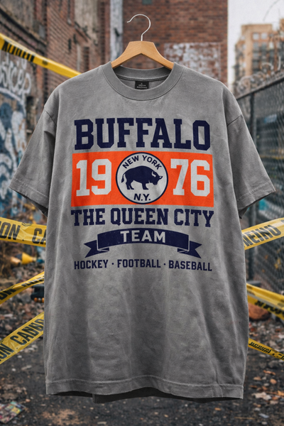 Dim Gray Buffalo New York Distressed Cotton Vintage Casual T-Shirt